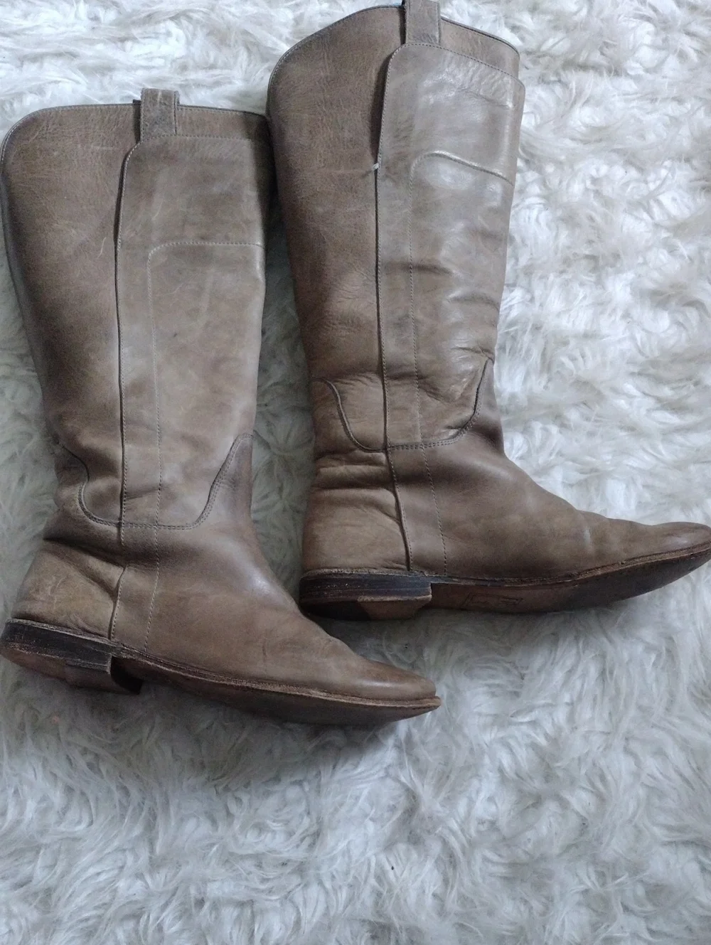 Frye Tall Over-the-Knee Leather Boots in Taupe